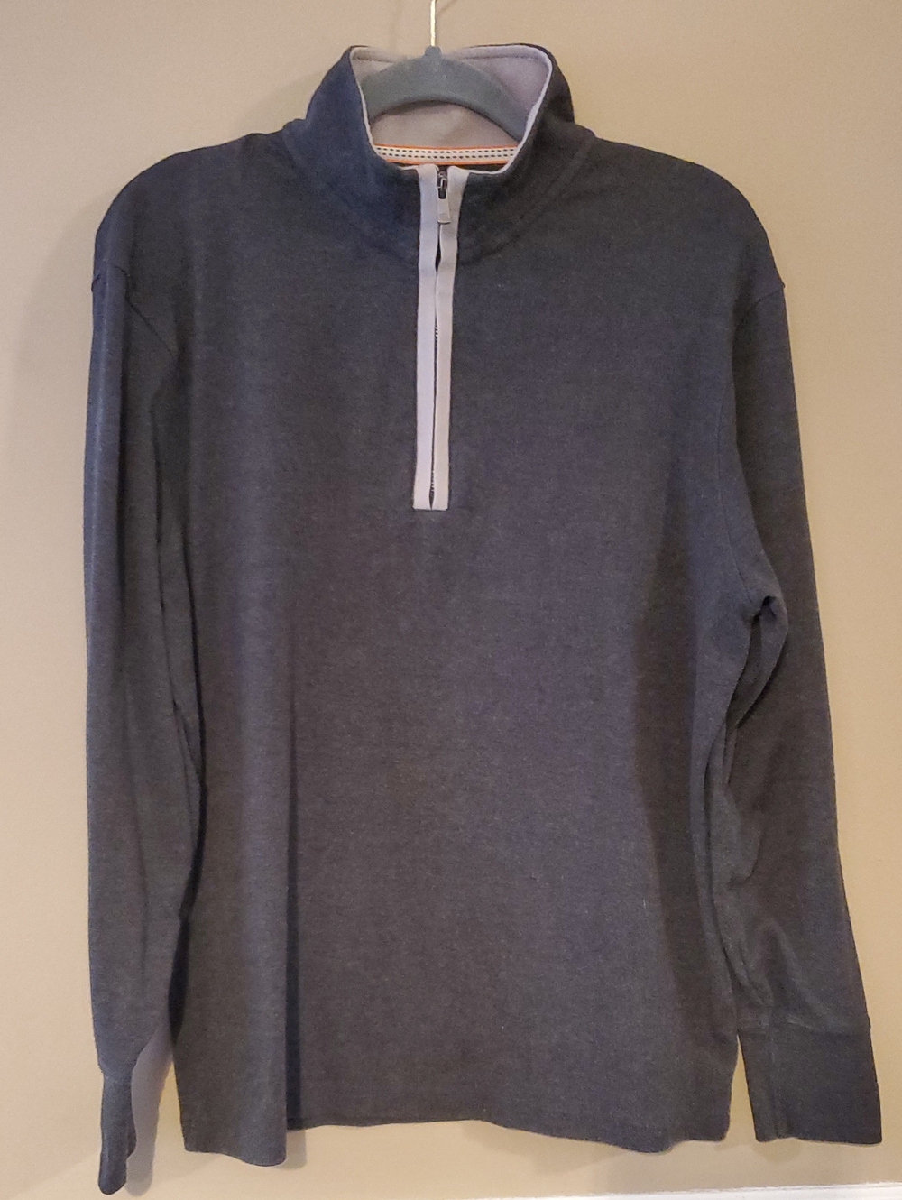 The Normal Brand 1/4 Zip Longsleeve Pullover In Dark Gray In Mens Top Size M
